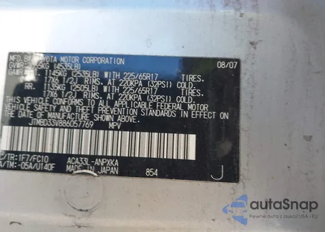 2008 Toyota Rav4 z USA, uszkodzony, nr VIN JTMBD33V886057769